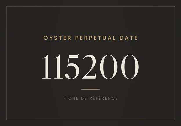 Rolex Oyster Perpetual Date 115200, fiche de référence