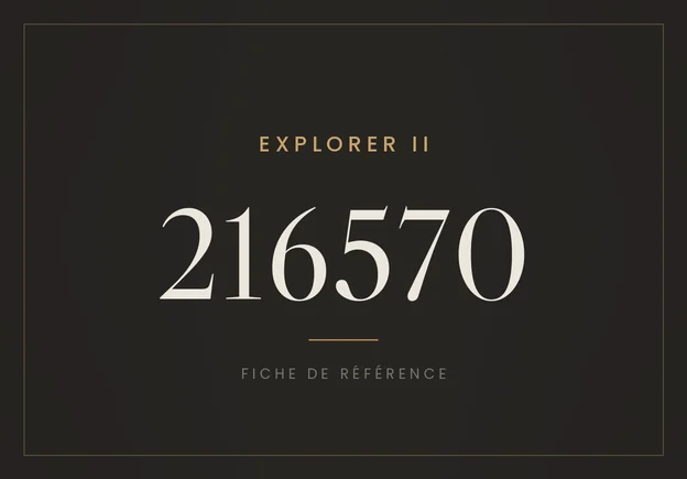 Rolex Explorer II 216570, fiche de référence